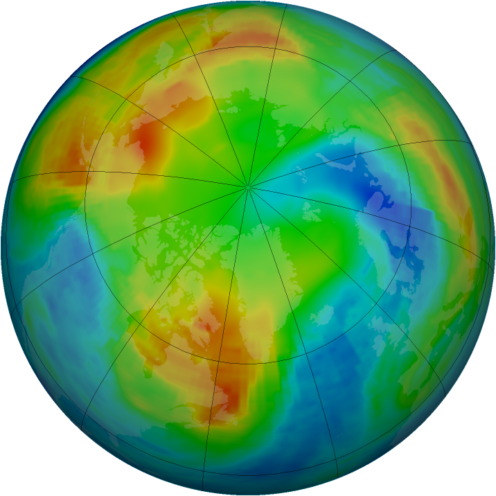 Arctic ozone map for 31 January 1993